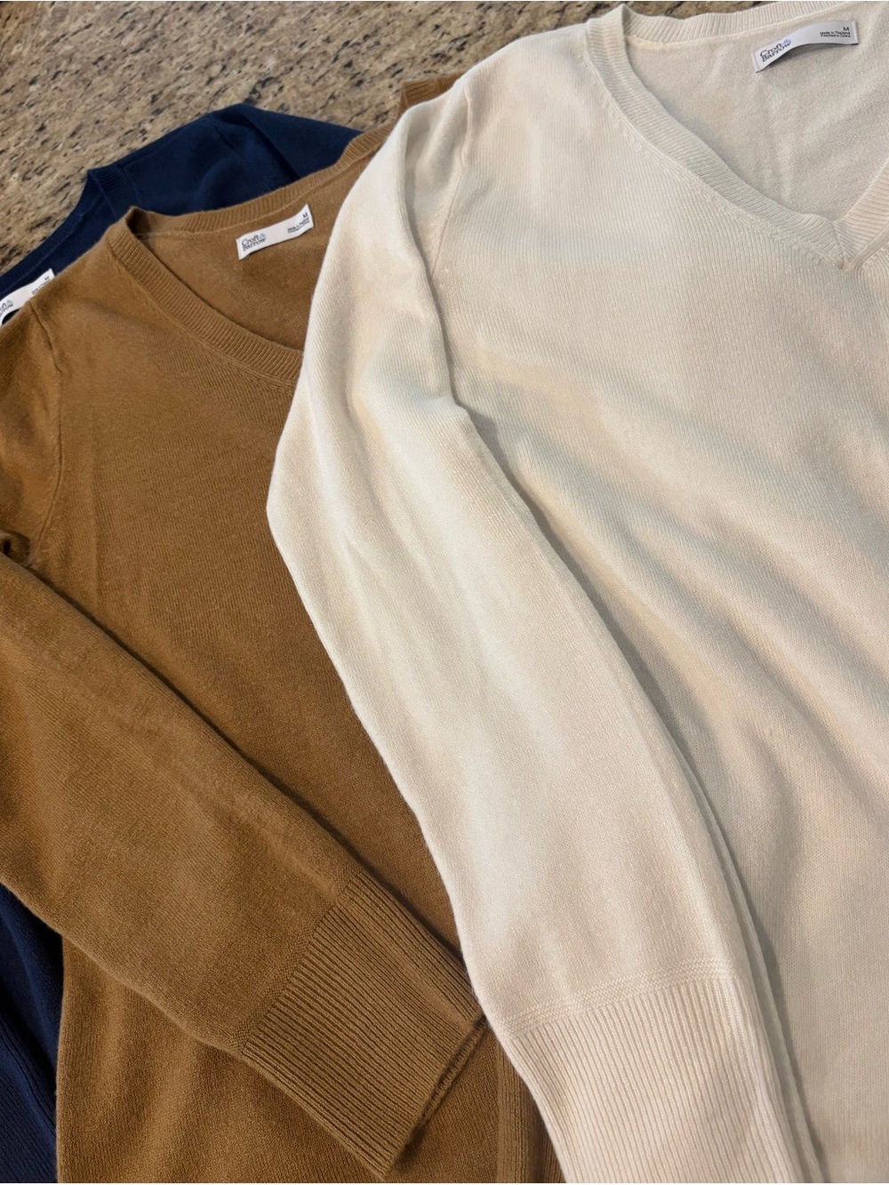 croft & barrow V-Neck Sweater Set in Navy, Camel, Ivory - Picture 13 of 16